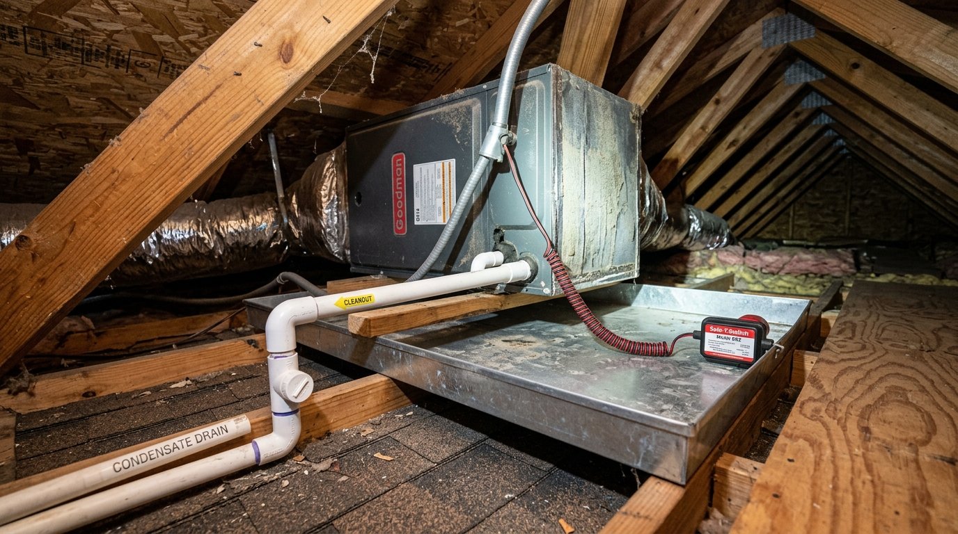 AC Condensate Drain Line Clogs: Causes, Ceiling Leaks, and Emergency Prevention