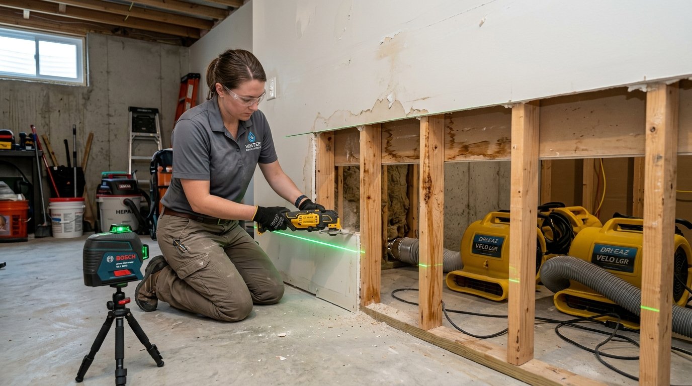 Drywall Water Damage: When to Dry vs. When to Replace (The 2-Foot Flood Cut Standard)